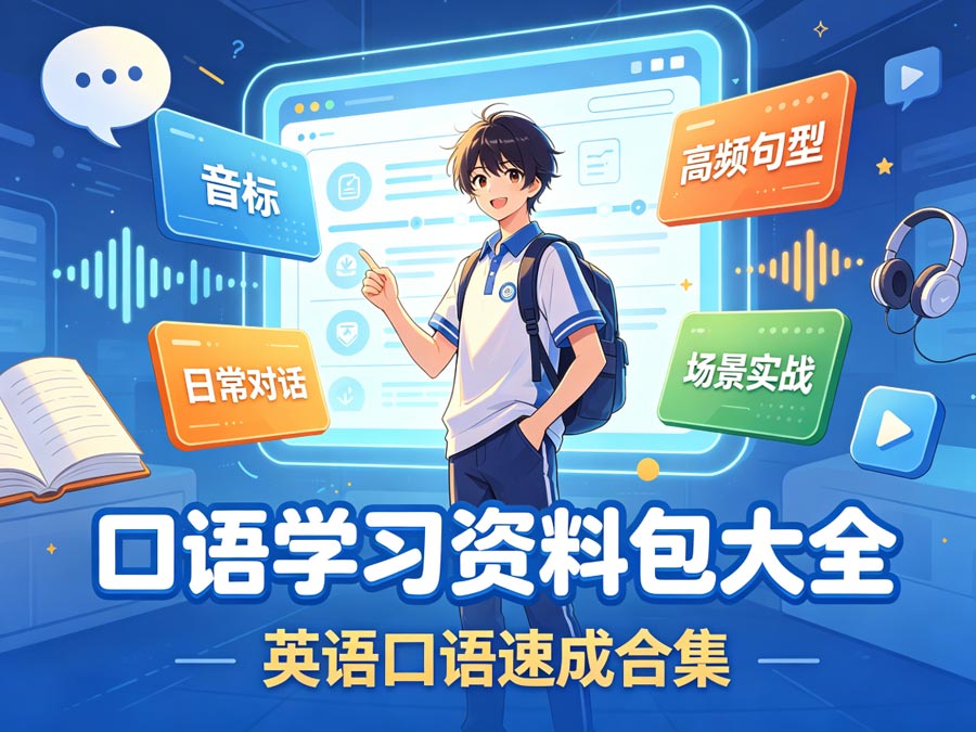 口语学习资料包大全：音标+高频句型+日常对话+场景实战，英语口语速成合集（906.47MB）