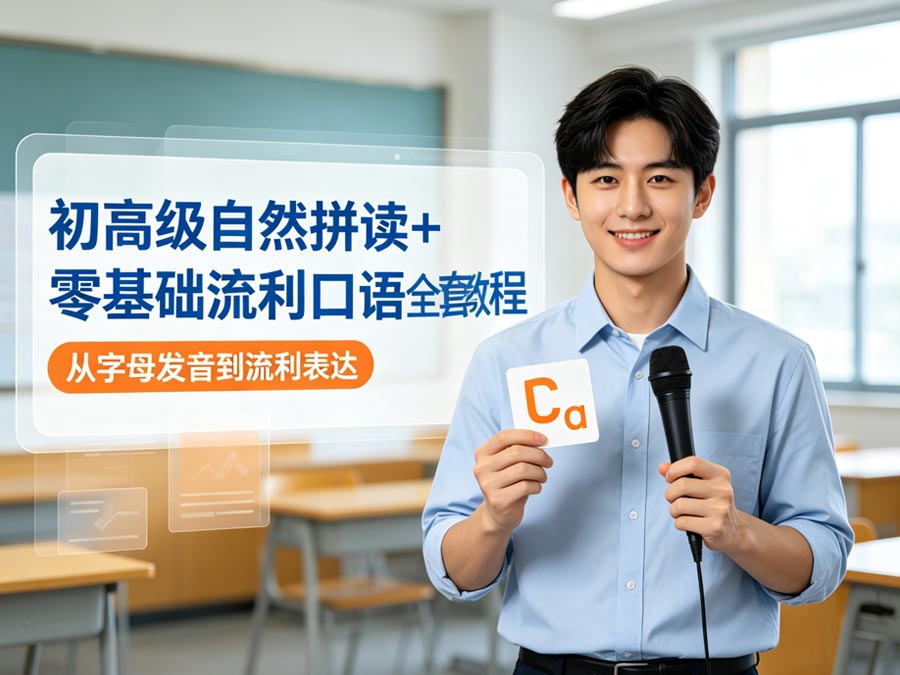 初高级自然拼读+零基础流利口语全套教程：从字母发音到流利表达（65.64GB）