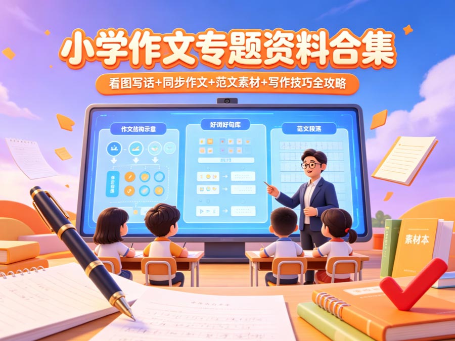 小学作文专题资料合集：看图写话+同步作文+范文素材+写作技巧全攻略（593.45MB）