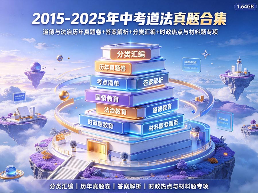 全国2015-2025年中考道法真题合集：道德与法治历年真题卷+答案解析+分类汇编+时政热点与材料题专项（共计：1.64GB）