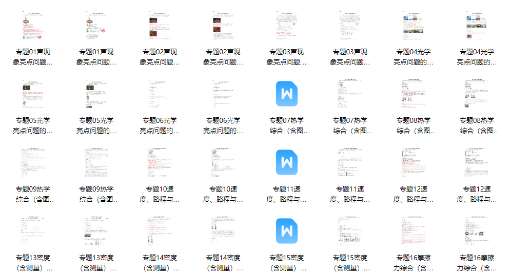 初中物理60个小微专题：以题型精炼攻克难点亮点，中考物理提分必备（共计：121.67MB）